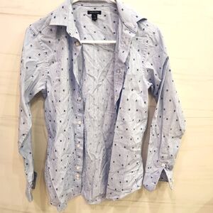 Boys Traditional Light Blue Striped Shirt W Tommy Logo